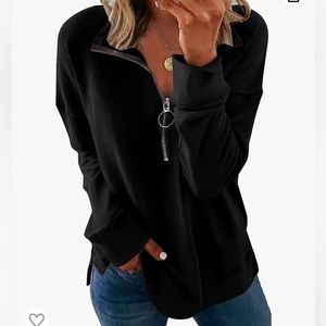 Pretty garden 1/4 zip black fleece sweatshirt